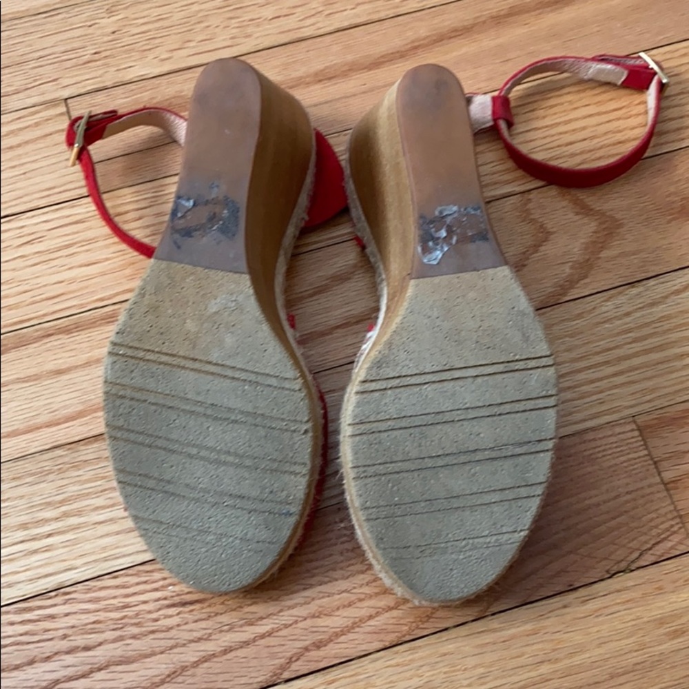 Red Suede Espadrille Wedges - Picture 7 of 8